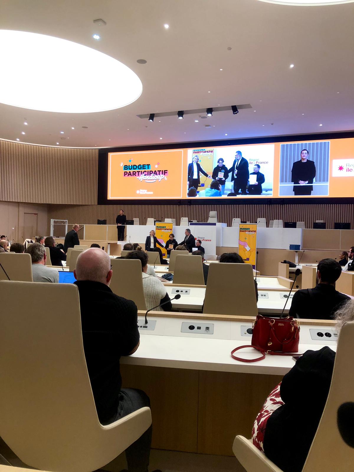 La cérémonie des lauréats du Budget participatif Handicap Île-de-France 2025 en présence de la présidente de la Région Île-de-France, Valérie Pécresse. # Saint-Ouen-sur-Seine, France, 11 décembre 2025 ©Camille Hurez